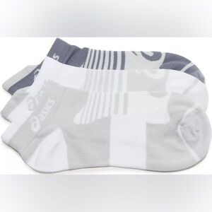3 Pair ASICS Quick Lyte Plus Training Socks Women’s Medium M White Gray